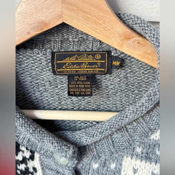Eddie Bauer vintage cardigan sweater womens sz M high quality %100 wool in gray - Picture 4 of 8